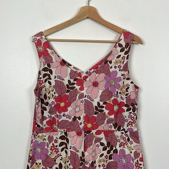 Boden Womens 16R UK Sleeveless A Line Floral V Neck Back Zip Closure Lined Dress - Picture 7 of 11